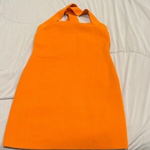 Express Brand Vibrant Orange Body Contour Halter Dress Size M